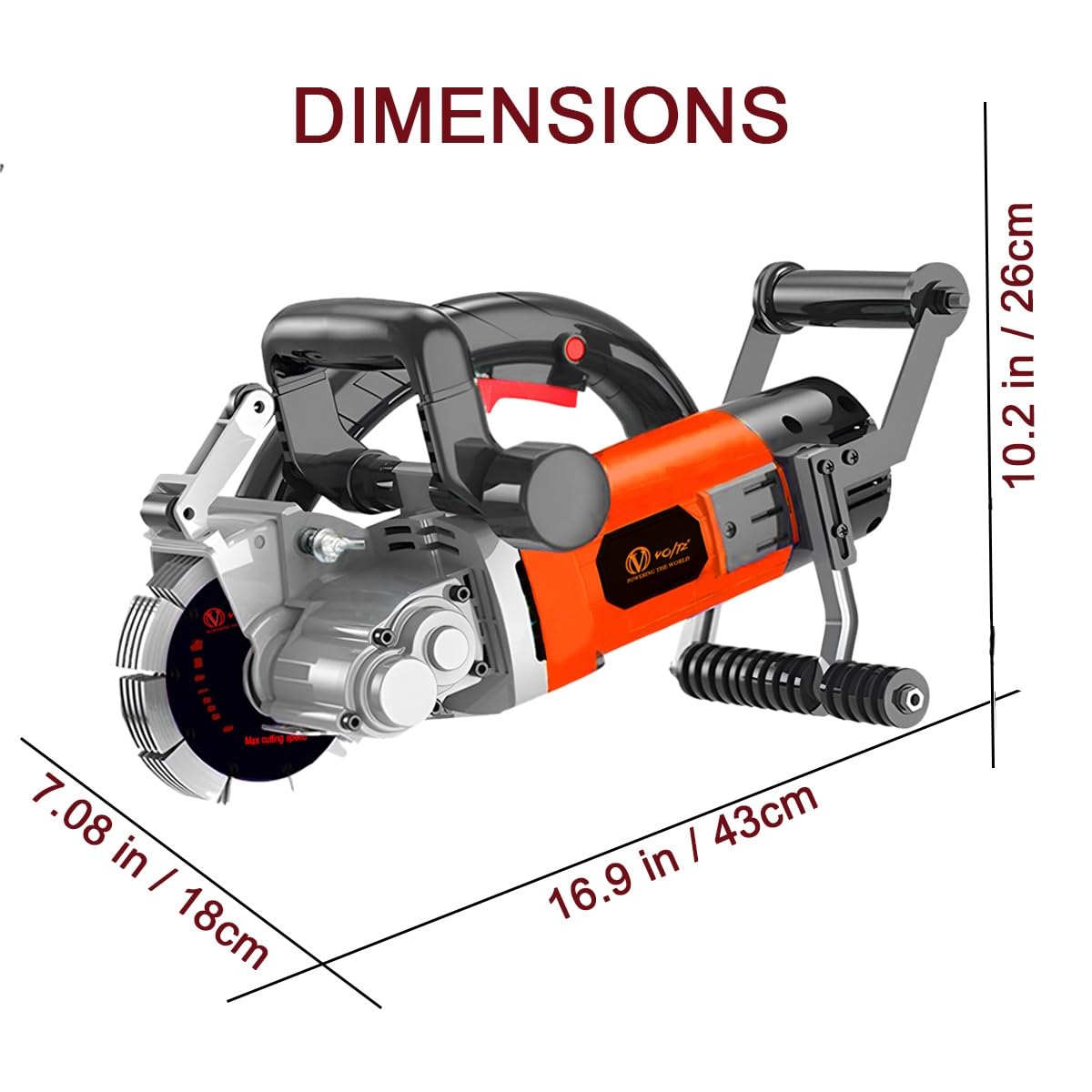 VOLTZ WC-133X Electric wall chaser machine 6000W with 5 Blade groove cutting machine slotting electric wall chaser 220V, 6500RPM marble cutter Machine
