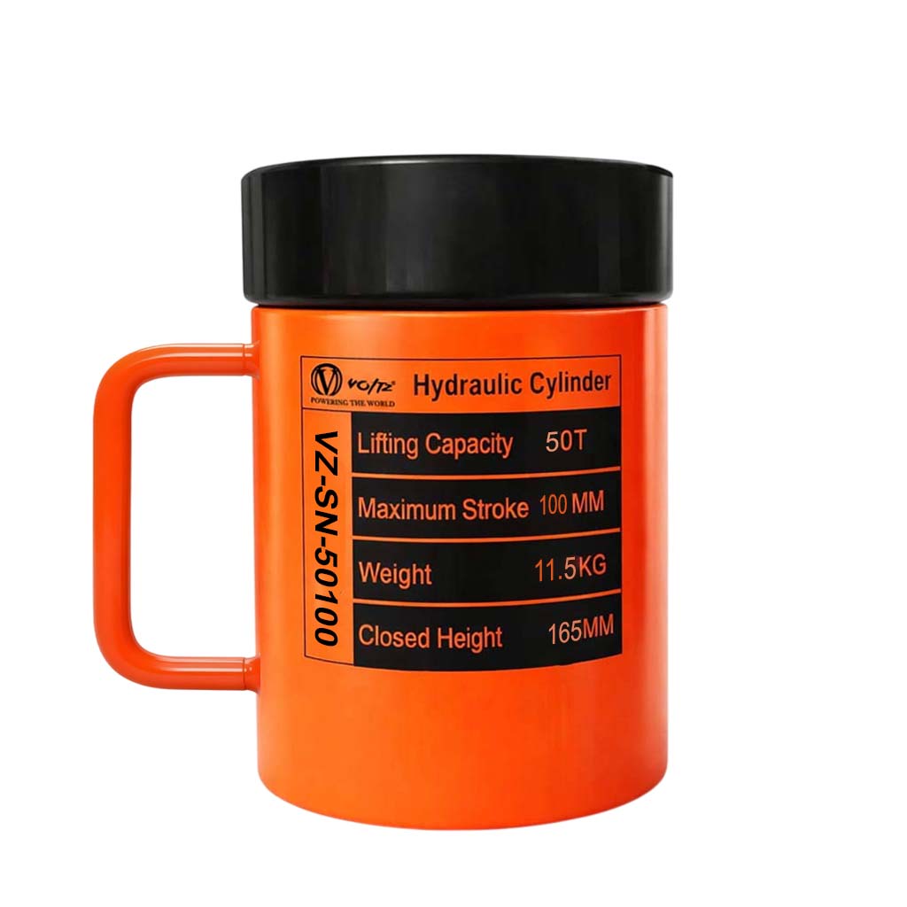 VOLTZ VZ-SN-50100 Hydraulic Lifting Jack with CP-700A Hydraulic Pump Single Acting Lock Nut lifting Stroke 100MM Lift Cylinder Jack Solid 50TON (4inch)