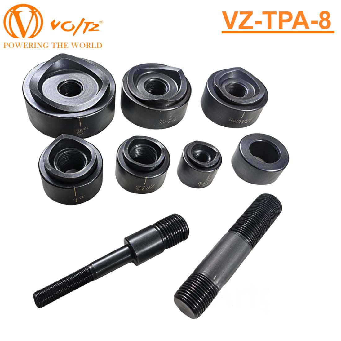 VOLTZ TPA-8 Hydraulic Knockout Metal Hole Punch Driver Kit Electrical Conduit Hole Cutter Set Metal Sheet Puncher Cutter Dies  1/2 to 2 inch (TPA-8 Orange)