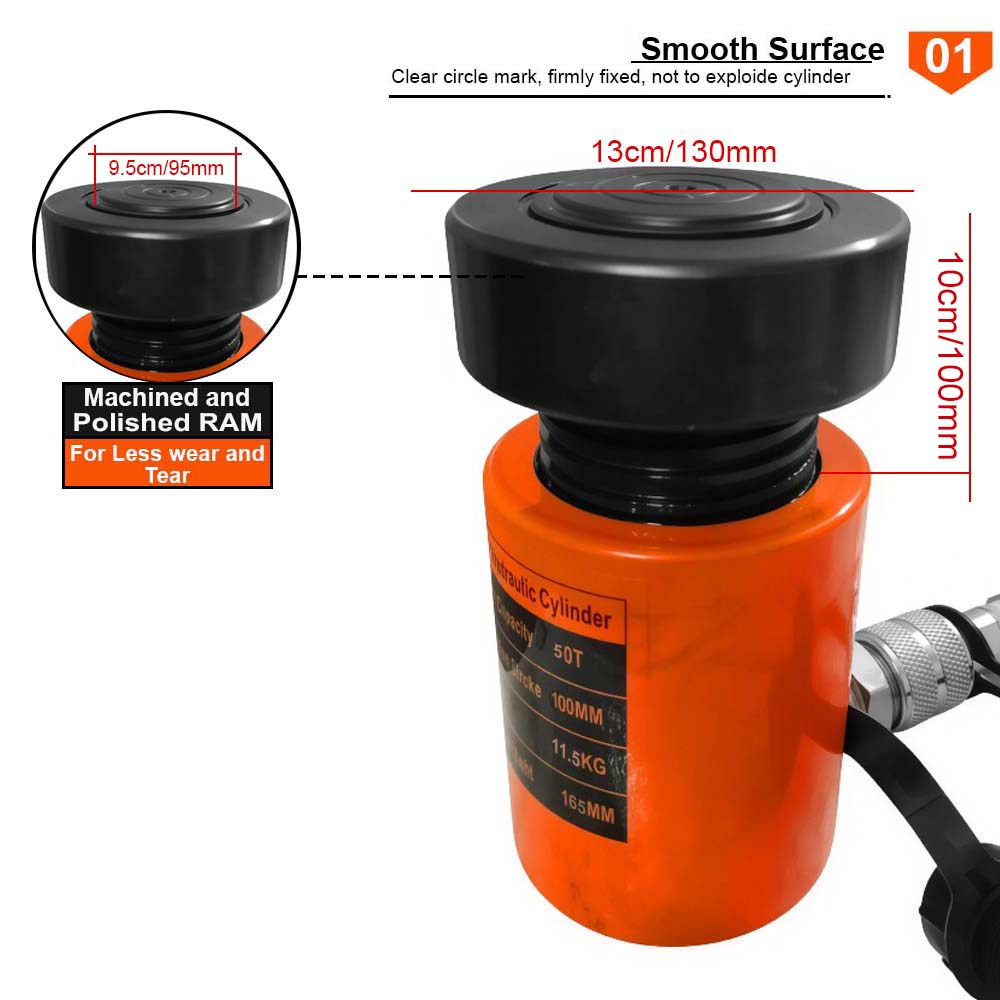 VOLTZ VZ-SN-50100 Hydraulic Lifting Jack with CP-700A Hydraulic Pump Single Acting Lock Nut lifting Stroke 100MM Lift Cylinder Jack Solid 50TON (4inch)