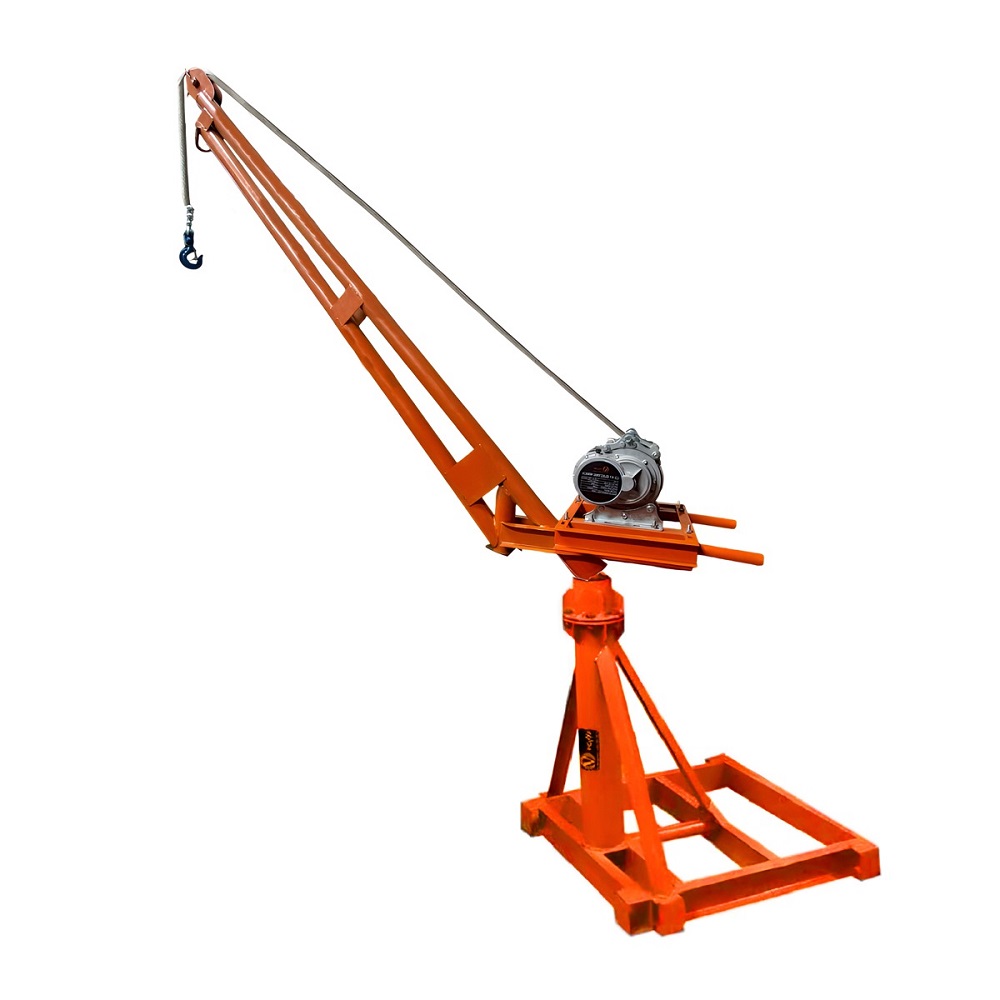 VOLTZ MC-500kg Monkey Crane Capacity 360° Mini Crane With 500kg-1000kg Electric Winch Copper Winding Motor, 30 Meter Wire Rope 8mm High Speed Electric Winch