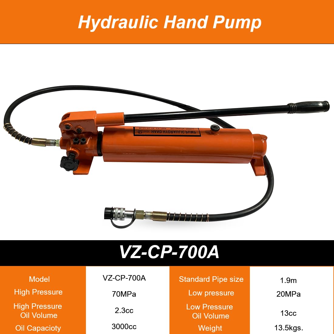 VOLTZ VZ-SN-50100 Hydraulic Lifting Jack with CP-700A Hydraulic Pump Single Acting Lock Nut lifting Stroke 100MM Lift Cylinder Jack Solid 50TON (4inch)