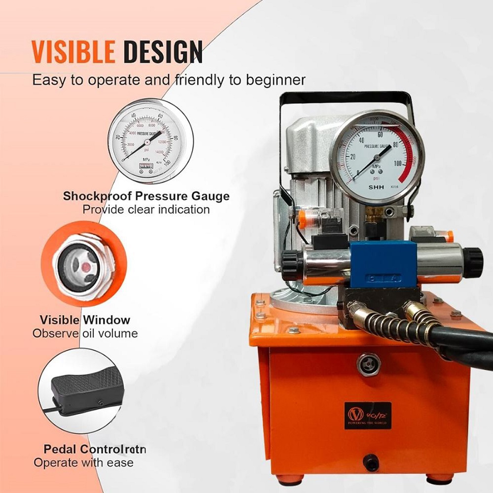 VOLTZ CH-100 Hydraulic Hole Punching Tool with VZ-DB075-D2 750w Electric Pump  Hole Digger Force Puncher Smooth Hole Puncher for Iron Plate Copper Bar Aluminium Stainless Steel Dies, 22, 25, 28,32