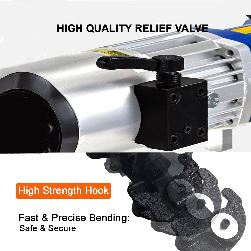 VOLTZ RB-22 Hydraulic Rebar Benders & Straightener 220V 1300W 10-22 MM Hand Hold Portable Rebar Bender, Bar Bending Machine for Rebar, Steel Bar, Steel Rod