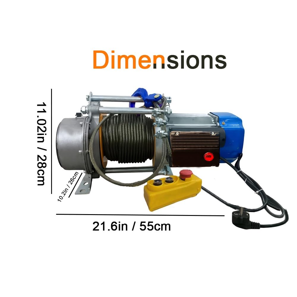 VOLTZ 1000kg Monkey Crane Capacity 360° Mini Crane With 750kg-1500kg Electric Winch Copper Winding Motor, 30 Meter Wire Rope 7-14M/Min High Speed Electric Winch