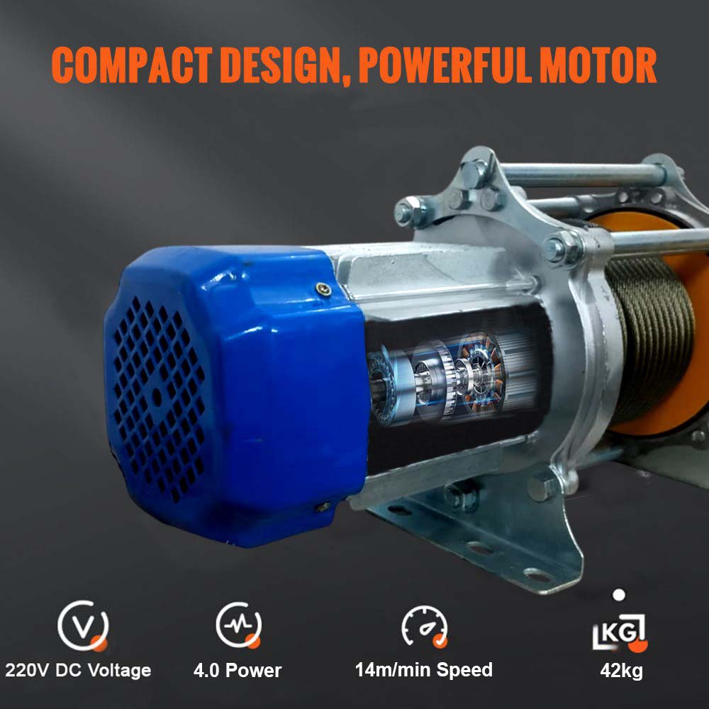 VOLTZ CD-K1-1500KG 30Mtr Material Lifting Electric Winch Heavy Duty Winch with 8mm wire rope Industrial Use Remote Control Electric Winch (750Kg-1500Kg)