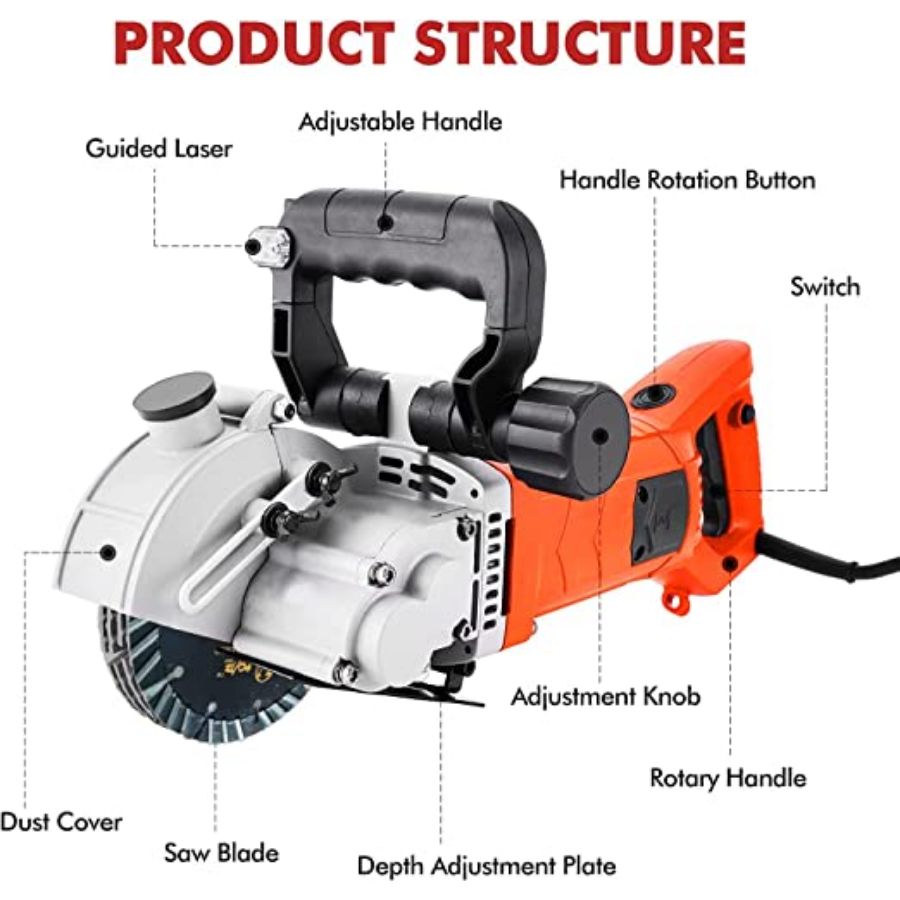 VOLTZ 133 5500W Electric Wall Chaser with laser guide Groove Cutting Machine Slotting machine