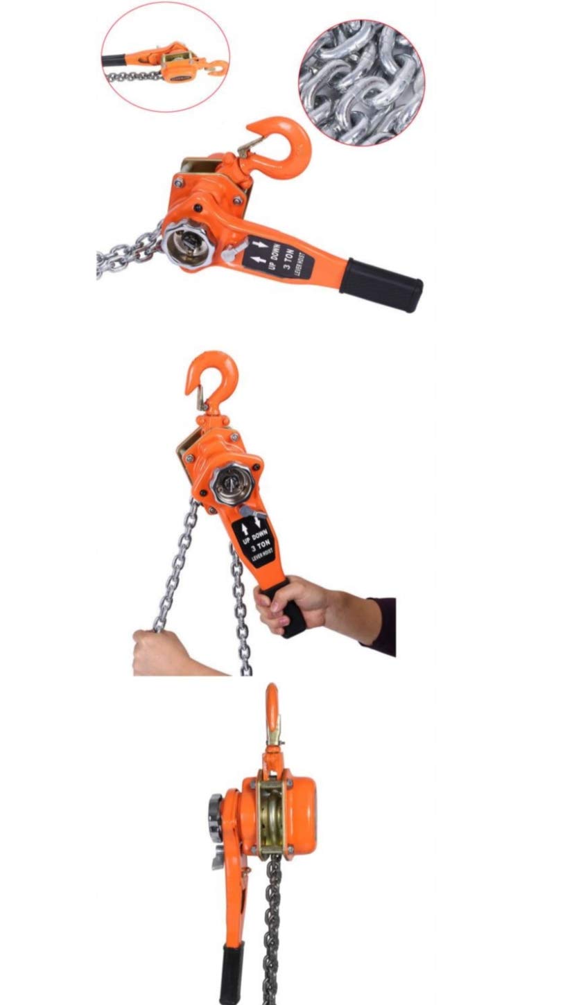 VOLTZ  Rachet Lever Chain Hoist Block Cap (Orange, 1.5 Ton and 1.5 m)